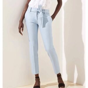 Loft Womens Sz 2 Marisa Tie Waist Belted Light Blue Pencil Ankle Pants